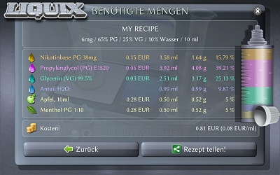 LIQUIX E-LIQUID RECHNER FOR iPHONE, iPAD, iPOD